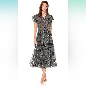 Misa Los Angeles Elegant Ruffle Sleeve Midi Dress